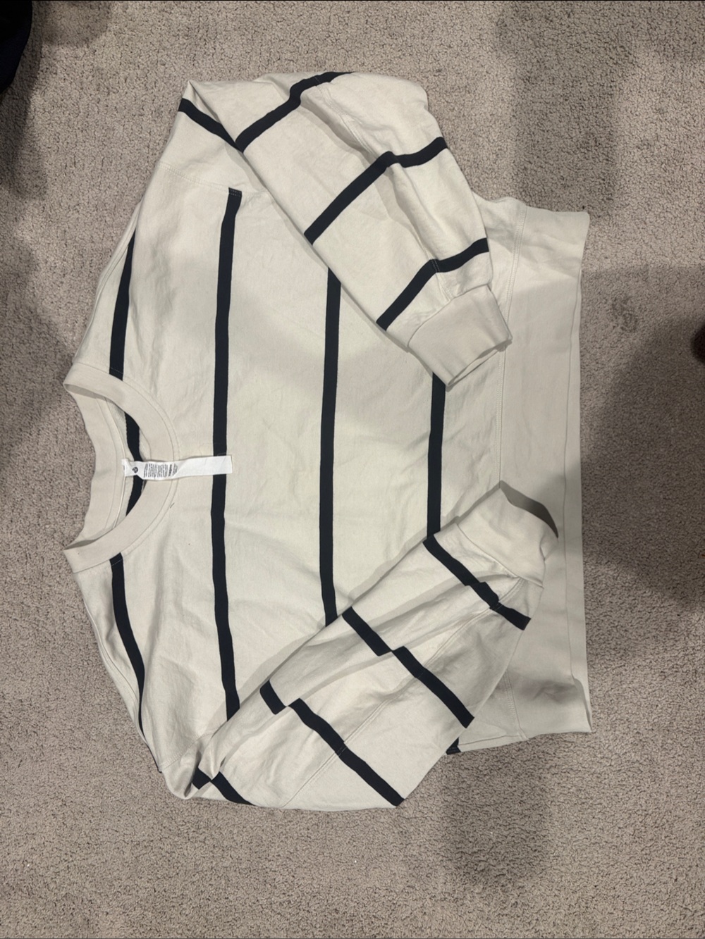 lululemon athletica Cream & Black Striped Crewneck Sweatshirt